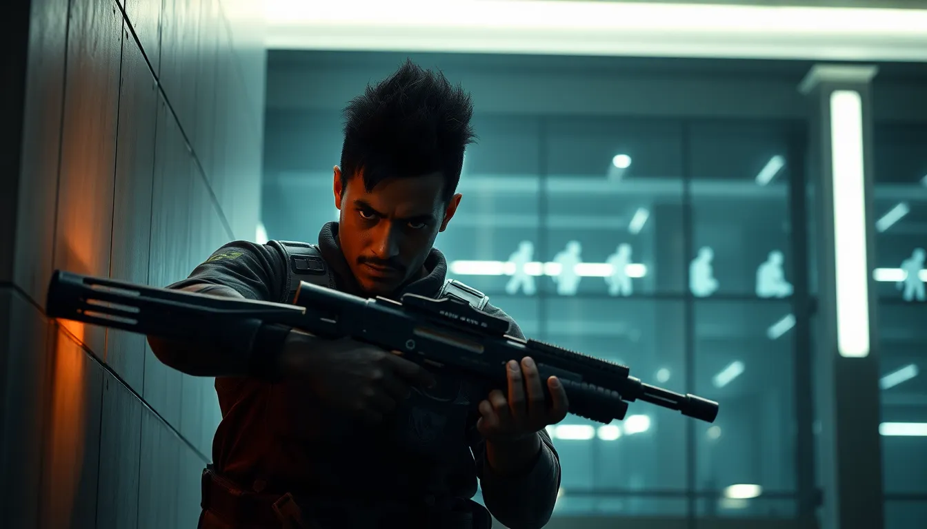 gamer portraying Pulse using the Heartbeats Sensor in a tactical setting.