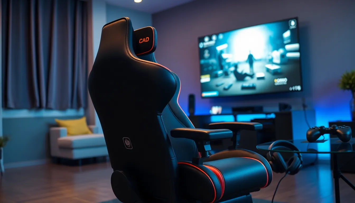 modern console gaming chair in an immersive gaming room.