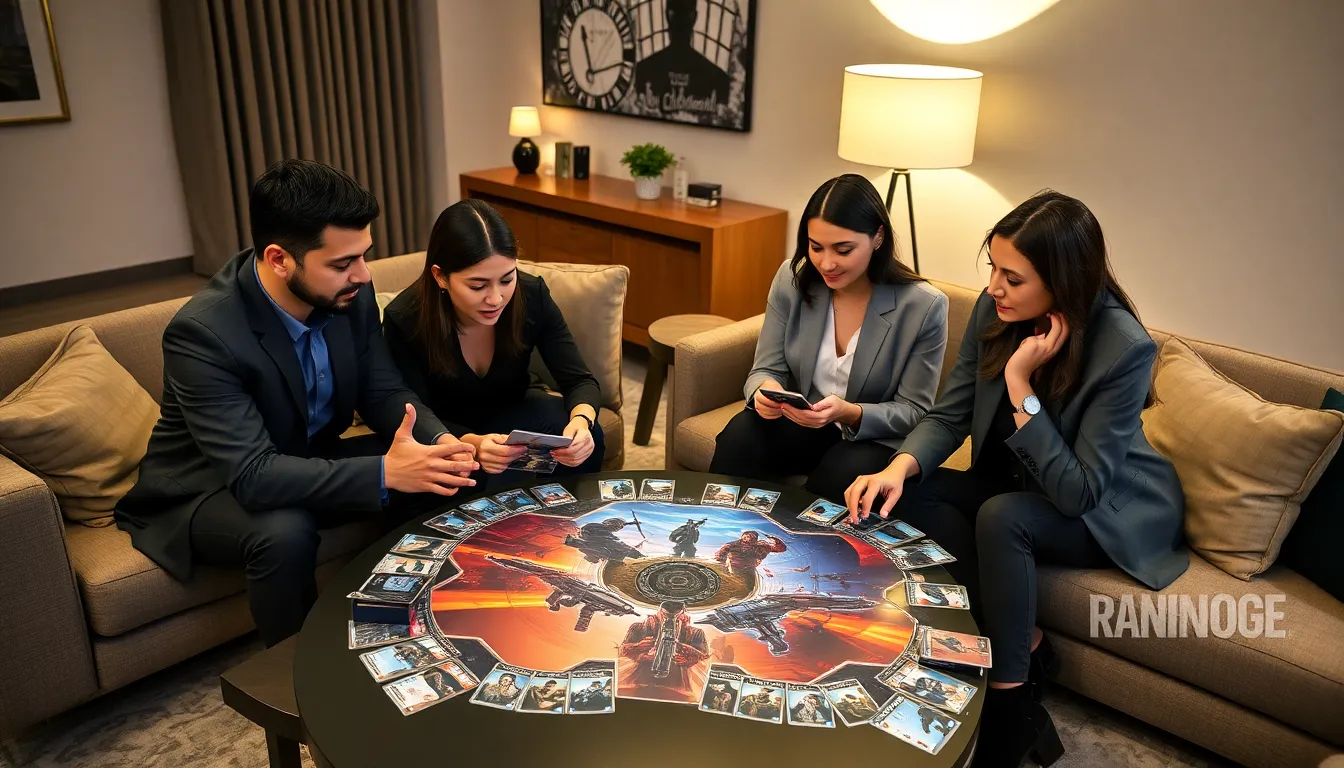 diverse group playing the Rainbow Six Siege board game in a cozy setting.